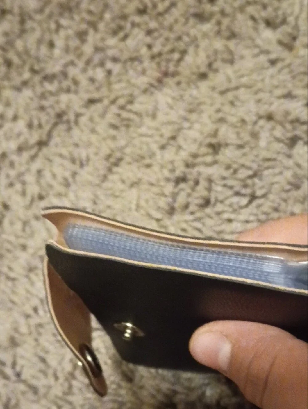 Men's Black Leather Snap Wallet Card Holder